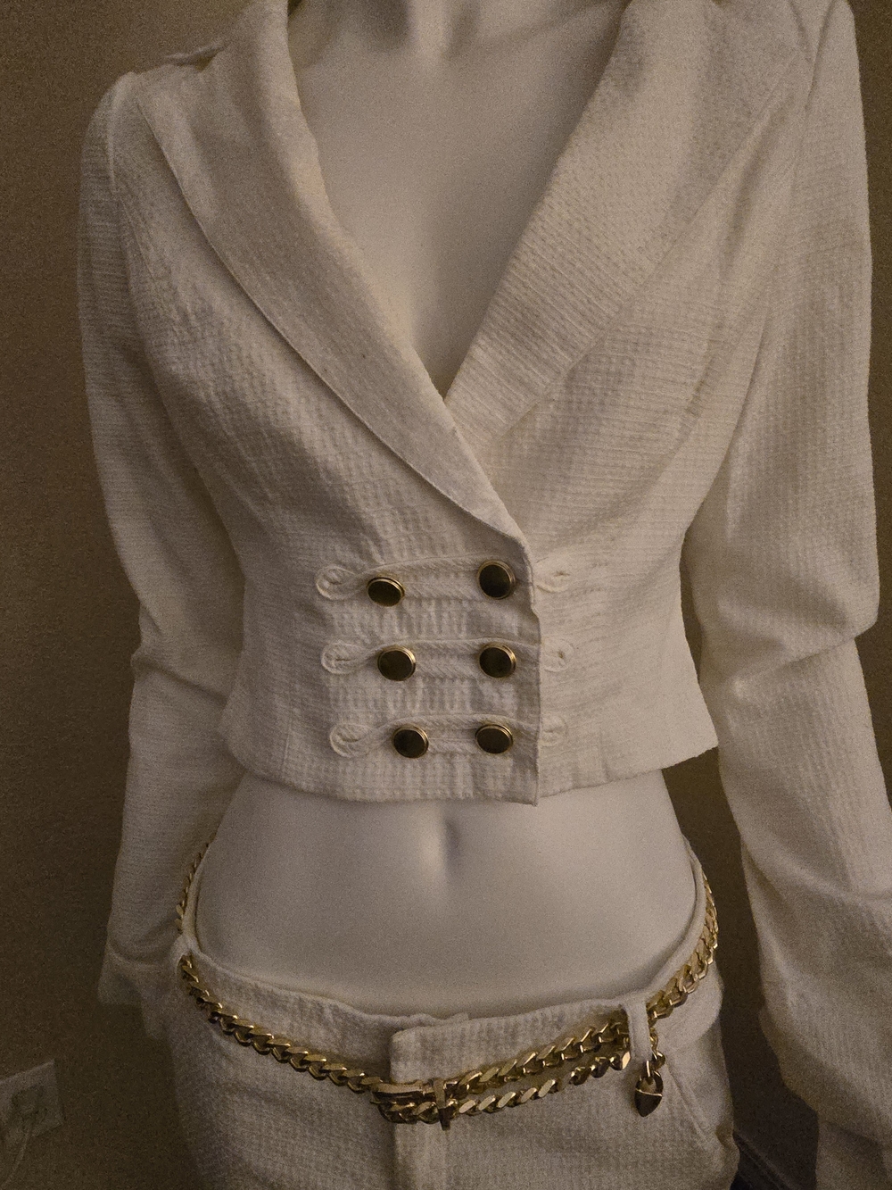 RAMPAGE Cropped Double-Breasted White Tailored Jacket and Pants SeT - Picture 2 of 7